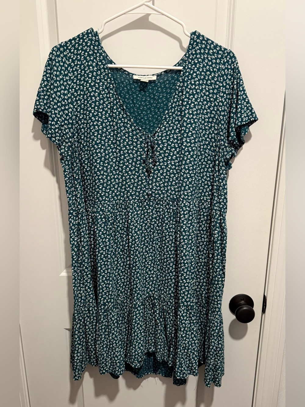 American Eagle - XL Women’s Green Floral Tiered Dress